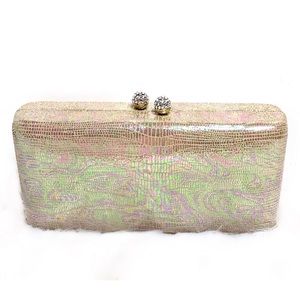 Stephanie Nicole Iridescent Box Chain Link Clutch